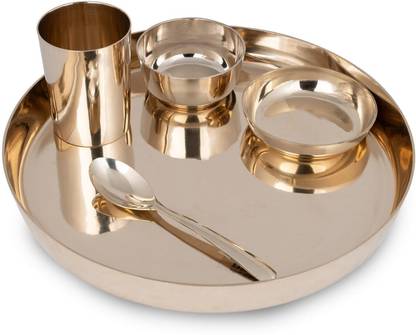 PATRA Pack of 5 Bronze PATRA Bronze Dinner Set of 5 - 11.5" Traditional Bronze Dinnerware Set Dinner Set