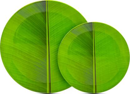 Laserbot Banana Leaf South Indian dinner plate (6 Full Plate || 6 Half Plate) Set of 12 Dinner Plate