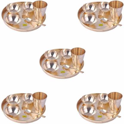 Shivshakti Arts Pack of 30 Brass SHIV SHAKTI ARTS Set Of 5 Brass Dinner Set