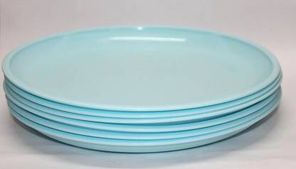 WAVECRAFT DESIGNS Unbreakable Plastic Round Serving Full Size 27'cm Plates for Dining Table (Blue) Dinner Plate