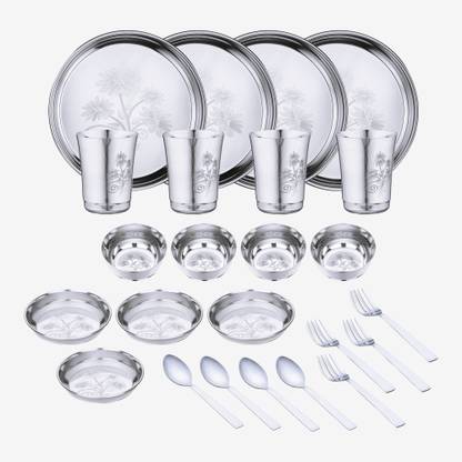LIMETRO STEEL Pack of 24 Stainless Steel Dinner Set