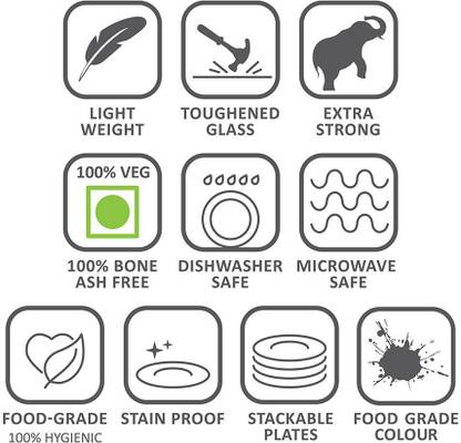 Larah by Borosil Pack of 13 Opalware ROSALIE Dinner Set (Orange, Red, Grey, Microwave Safe)