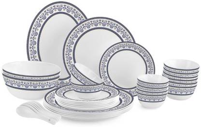 cello Pack of 33 Opalware Solitaire Series BLU 33 pcs Dinner Set