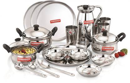 Sowbaghya Pack of 26 Steel Dinner Set