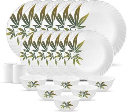 LAOPALA Pack of 20 Opalware trinity green Dinner Set  (White, Microwave Safe) at Rs. 999