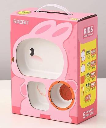 VARIYAENTERPRISE28 Bamboo Fiber Feeding Set for Kids Cartoon Design Children Tableware Set Dinner Set