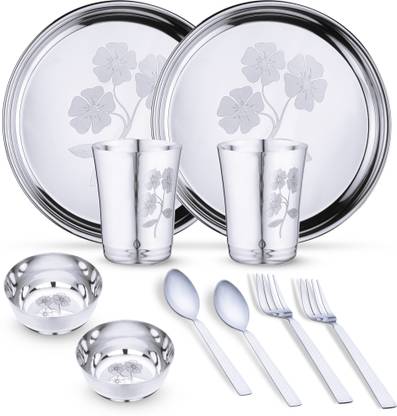 LIMETRO STEEL Pack of 10 Stainless Steel Dinner Set