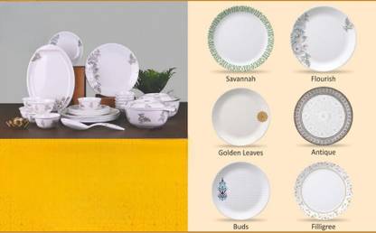 S HW Pack of 24 Plastic Unbreakable Plastic Crockery Set, Dinner Set