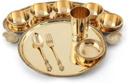 Brass Globe Brass BRASS MAHARAJA DINNER SET | PITAL THAALI SET | BRASS UTENSILS | DINNERWARE Dinner Set