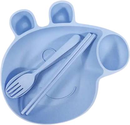 TRU TOYS Crop Residue Peppa Pig Shape Wheat Straw Plate Reusable Premium Peppa Bowl Fork & Spoon Dinner Set