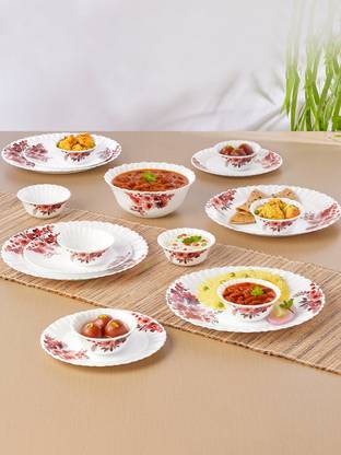 Larah by Borosil Pack of 17 Opalware Eva Dinner Set