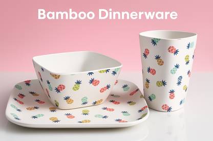 DMBAMBOO Bamboo Eco Friendly Bamboo Fiber Kids Dinner Set Tableware Crockery Set Dinner Set