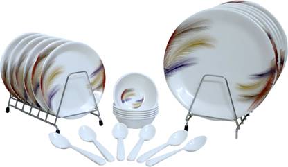 DRIZLING Pack of 24 Melamin Dinner Set