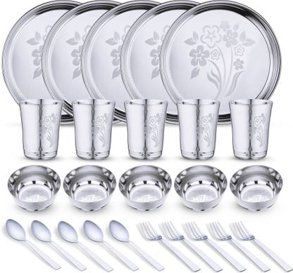LIMETRO STEEL Pack of 25 Stainless Steel Dinner Set