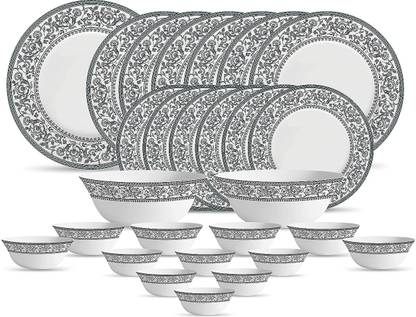 LAOPALA Glass La Opala Diva Sovrana Collection Opal Glass Dinner Set 27 pcs Persian Grey White Dinner Set