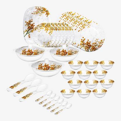 Hamlay Pack of 40 Melamin Mustard Blossom Dinner Set