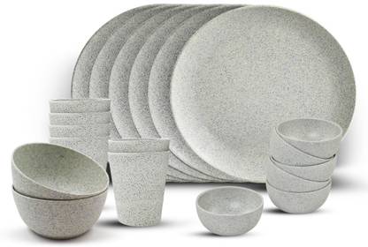 red butler Pack of 20 Bamboo Fibre Eco-Friendly Stonewash Design Daily Use Dinner Set