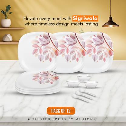 Sigri-wala Pack of 12 Melamin Dinner Set