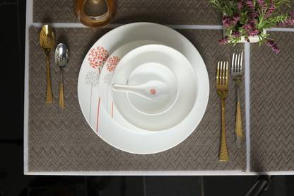 Sanjeev Kapoor Pack of 33 Opalware 33 Pc White Corelle Shape Dinner Set - SKB2333 Dinner Set