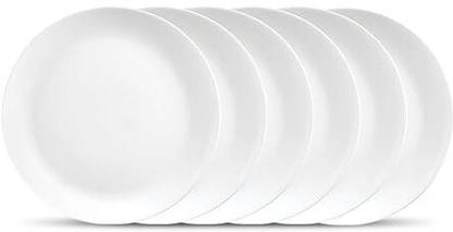 Kriti Traders Pack of 6 Opalware Plain White Dinner Plate for dining & gifting Dinner Set