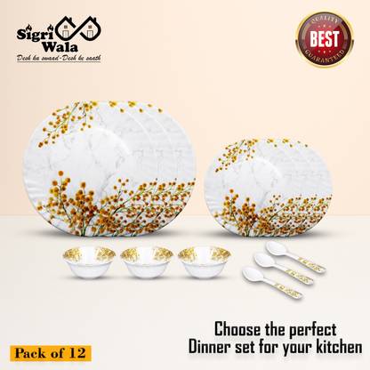 Sigri-wala Pack of 12 Melamin Dinner Set