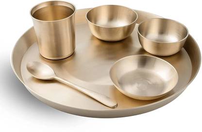 RBHMC BRONZE MASTER Bronze Dinner Set - 6 Pcs KANSA Utensils Set - Matte Finished Dinner Set