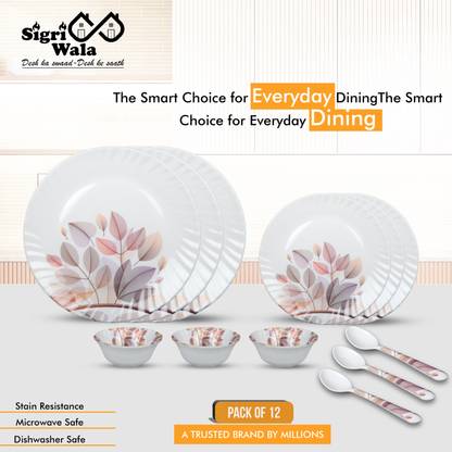 Sigri-wala Pack of 12 Melamin Dinner Set