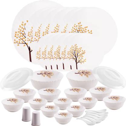 cello Pack of 37 Opalware Dazzle Tree Of Life 37 Pcs Dinner Set
