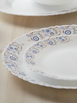 लाराह बाय बोरोसिल Mist Fluted 6 Pcs 11" Inch Opalware Full Plate 6 का पैक डिनर सेट
