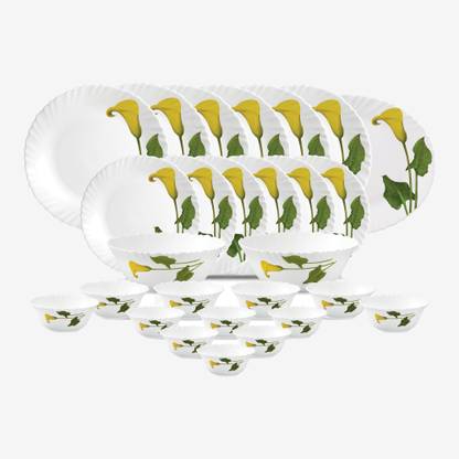 LAOPALA Pack of 27 Glass Diva Amber lily Dinner Set