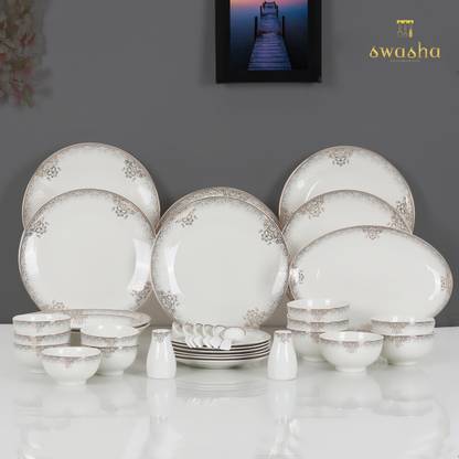 swasha Bone China Dinner Set of 36 Pieces Premium and Designer Crockery Dinnerware Set Dinner Set