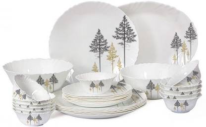 cello Pack of 27 Opalware Imperial Golden Pine 27 Pcs Dinner Set