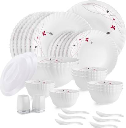 cello Pack of 37 Opalware Dazzle Lush Fiesta 37 Pcs Dinner Set