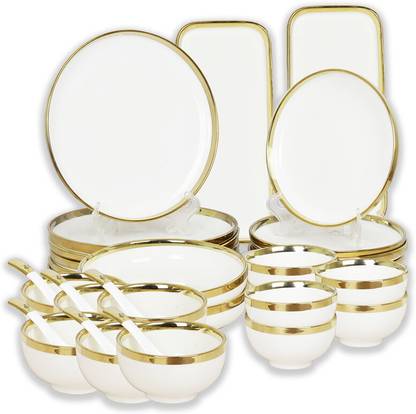swasha Ceramic Ceramic Dinner Set of 34 Pieces Dinnerware For Personal Use and Gifting Dinner Set
