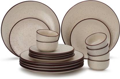 Bodhi House Pack of 18 Ceramic 6 Dinner Plates, 6 Small Plates and 6 Bowls/Katori Dinner Set