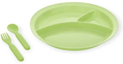 KORBOX Plastic Plastic Dinner Serving Plate for Kids Plastic Breakfast, Lunch, Dinner Set Dinner Set