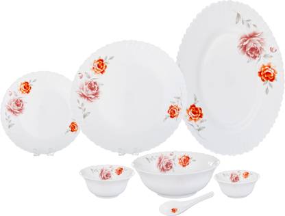 Sanjeev Kapoor Pack of 33 Opalware 33 Pc White Feston Shape Dinner Set - SKB2307 Dinner Set