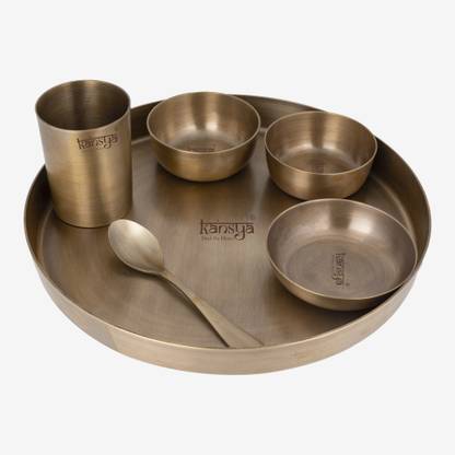 KANSYA by Jiaa Enterprises Pack of 6 Bronze KANSYA 78:22 Ratio Pure Bronze Dinner Set of 6 Dinner Set