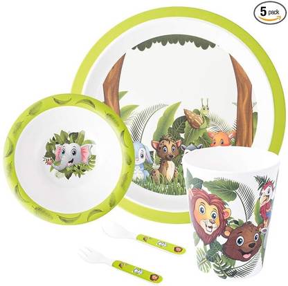 BASS BLING Pack of 5 Melamin Kids Dinner Sets of-5 Dinner Set