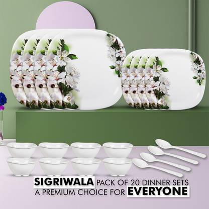 Sigri-wala Pack of 20 Melamin Dinner Set