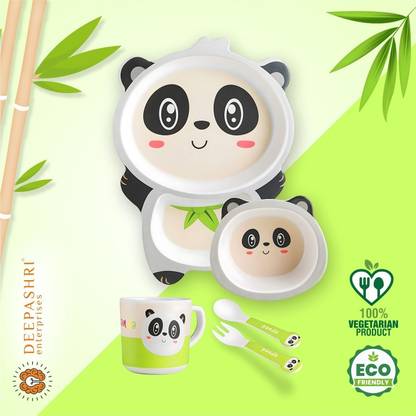 Deepashri Bamboo FIbre Panda Shape kids Dinner Set 100% Biodegradable and Eco Friendly - Bamboo Dinner Set