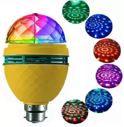 mafya 360 Degree LED Crystal Rotating Bulb Magic Disco LED Light, LED Rotating Bulb Light Lamp Colorful Magic DJ Laser Light Lighting Disco Party Bulb for Party Home Diwali Decoration Single Disco Ball