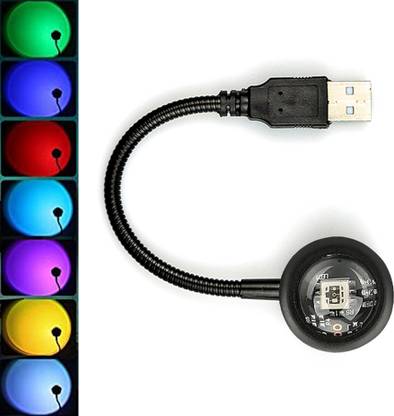 MOOZMOB 360 Degree Flexible and Portable USB Operated Plug and Play Sunset Lamp with 7 Vibrant Color + 13 Functional Modes Projection Sunset Led Light