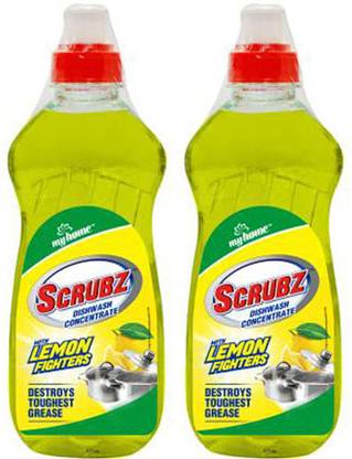 Scrubz Lime Dishwash Liquid 1 LTR (500 ml*2) Dish Cleaning Gel