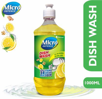 MicroDefence Dish Wash Liquid|Plant Based|Remove 3X Grease & Stains|Baby, Pet & Skin Friendly Dish Cleaning Gel