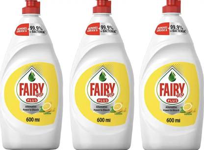 Fairy Dishwashing Liquid (Lemon, 600 ml, Pack Of 3) Dish Cleaning Gel