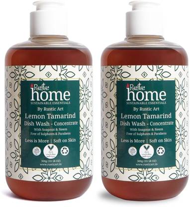 RUSTIC ART Lemon Tamarind Dish Wash Concentrate (300g*2) |Pack of 2 Dish Cleaning Gel