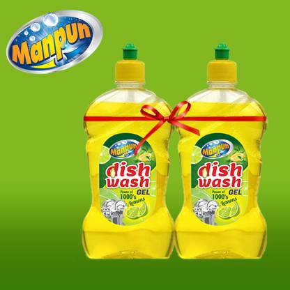 Manpun Dish Cleaning Gel With power of lemons (1000 ml X 2) Dishwash Gel ( 2 Ltr ) Dish Cleaning Gel