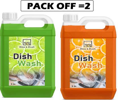 BLISS & BLUSH 10 LTR dish wash Liquid Detergent Dishwash with g/o foroil off Kitchen Cleaner Dish Cleaning Gel