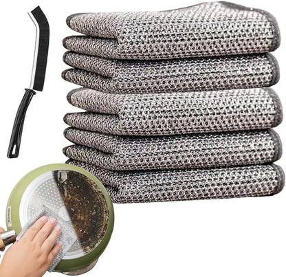 Shreejee Pack of 3 Non Scratch Stainless Steel Wire cloth Dish Washing Scrub Pad cCx3.12 Dishwash Bar